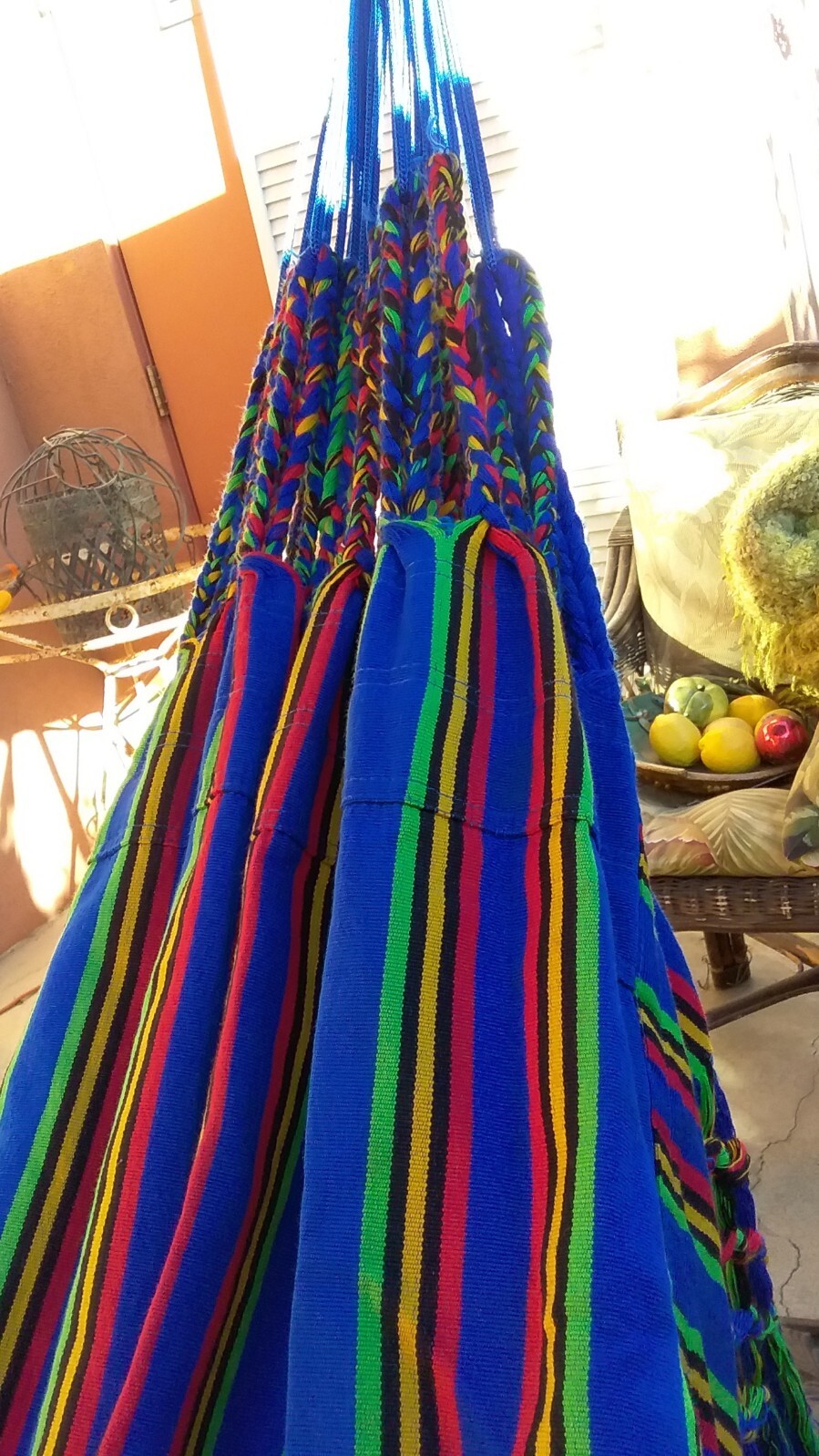 RORYTZX Hammock multicolor woven with fringe outdoor indoor blue red yellow exc