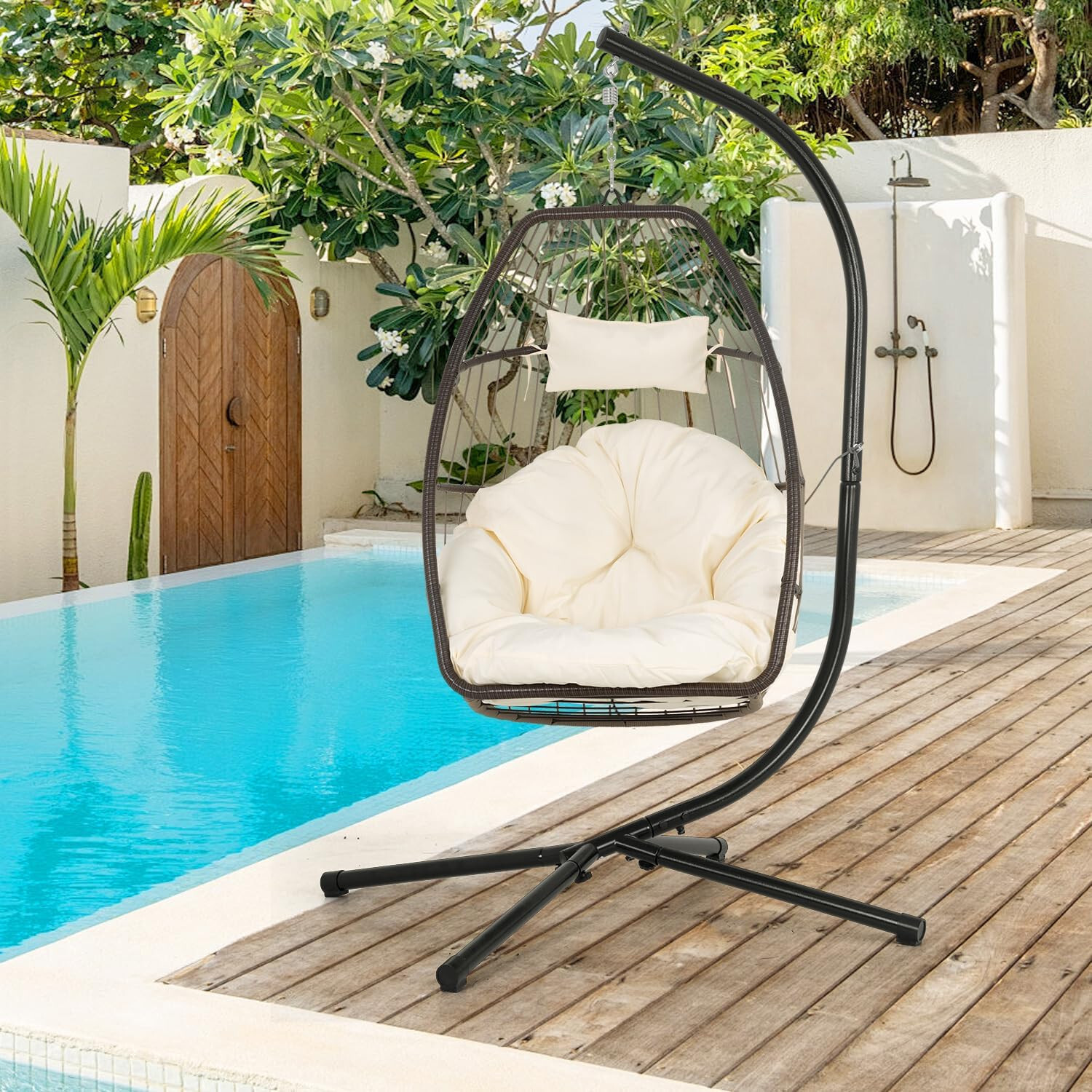 Hammock Chair Stand, Outdoor Solid Steel Heavy Duty Construction,Hanging Hammock