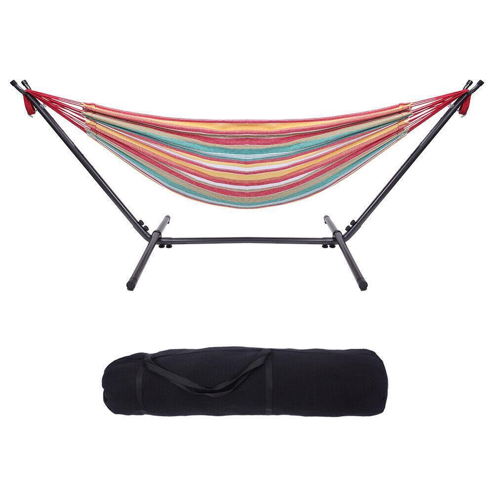 9ft Outdoor Swing Chair Double Hammock with Steel Stand Camping Bed