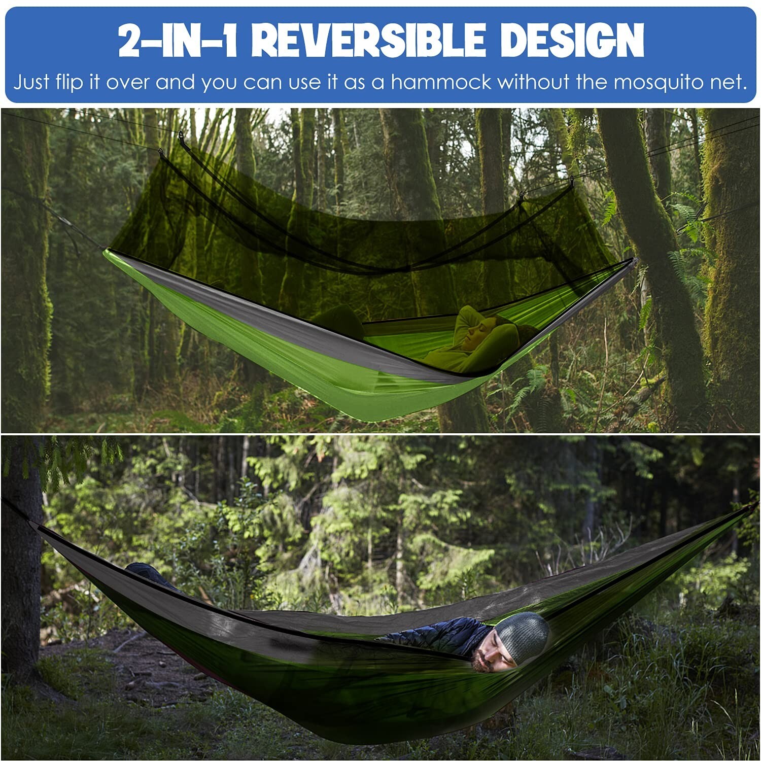 Double Person Camping Hammock Tent with Mosquito Net Hanging Bed Portable