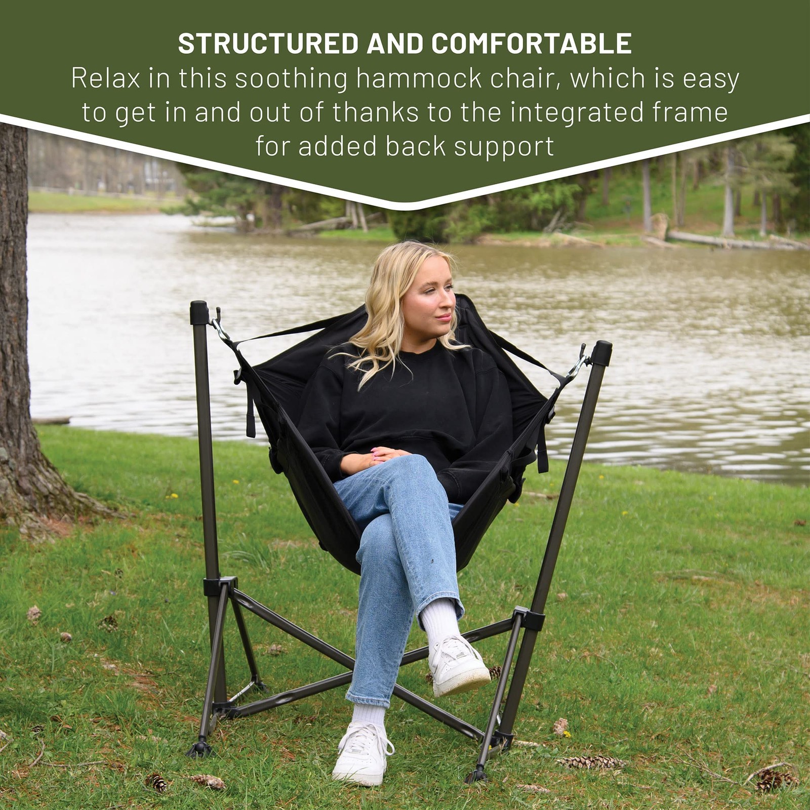 Portable Hammock Camping Chair, Padded Folding Swing Hammock Chair with Stand…
