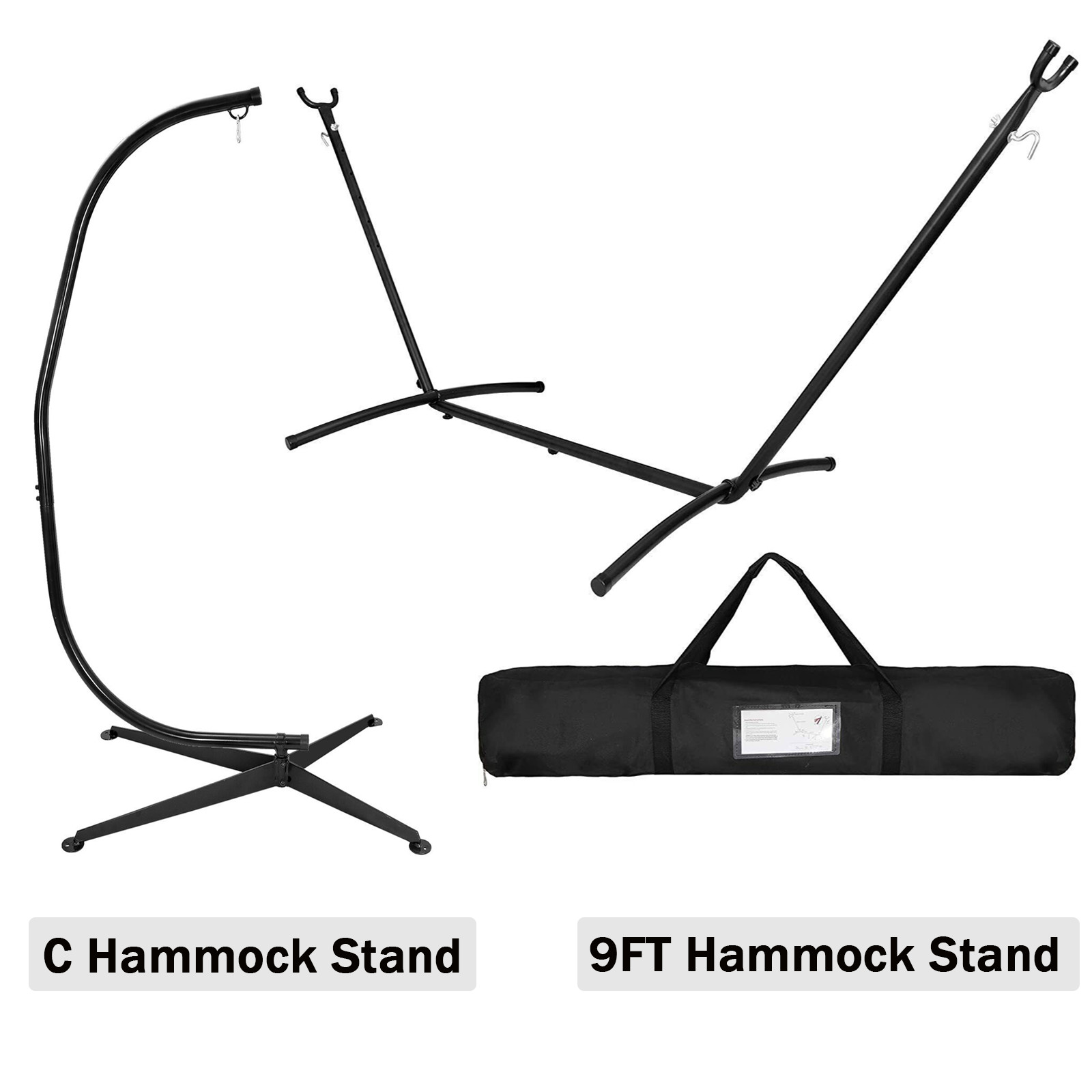 C/9′ Steel Hammock Stand Weather Resistant Metal Frame Porch Swing Hammock Chair