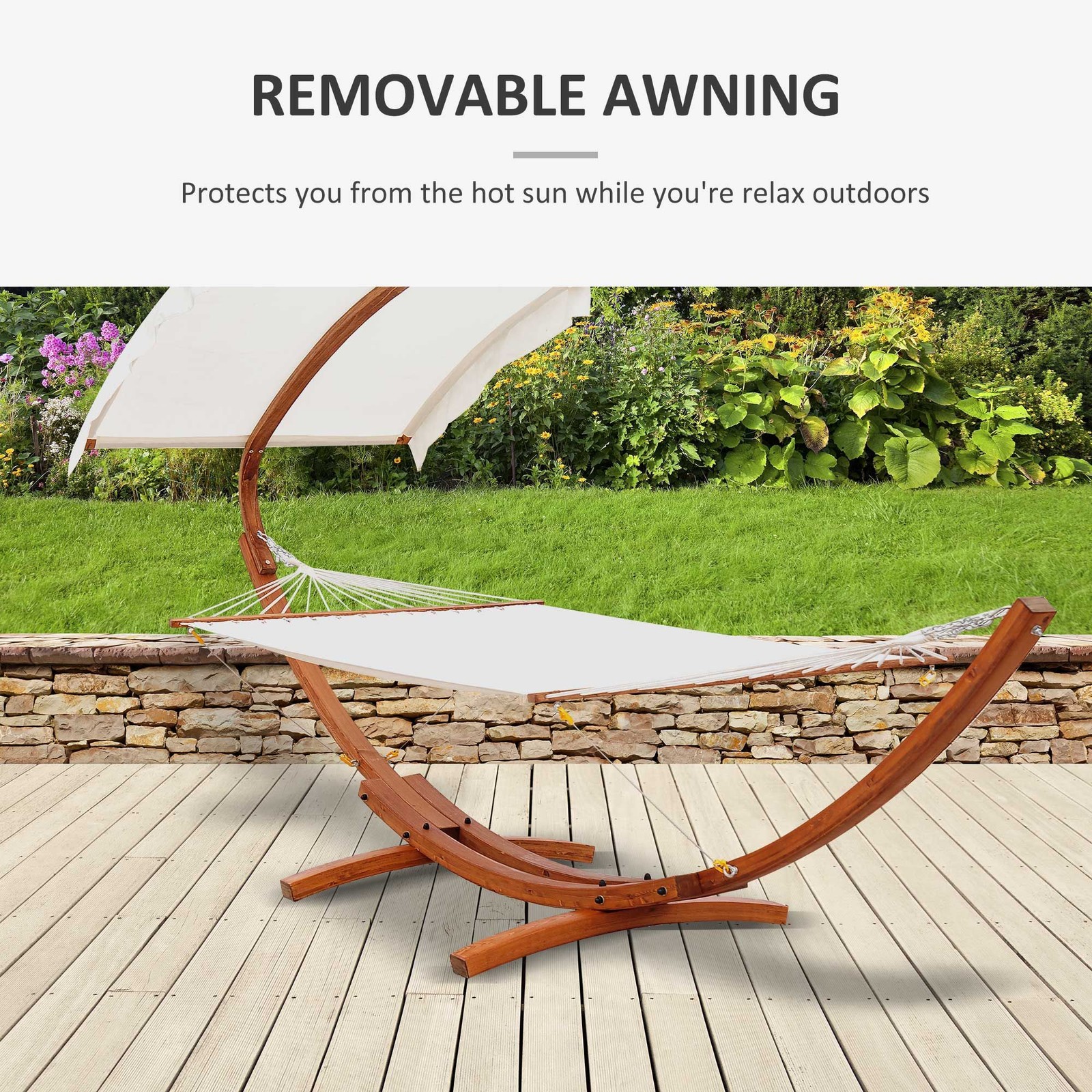 Arc Hammock 2-Person Outdoor with Canopy Stand, Extra Wide Backyard Swing Chair,