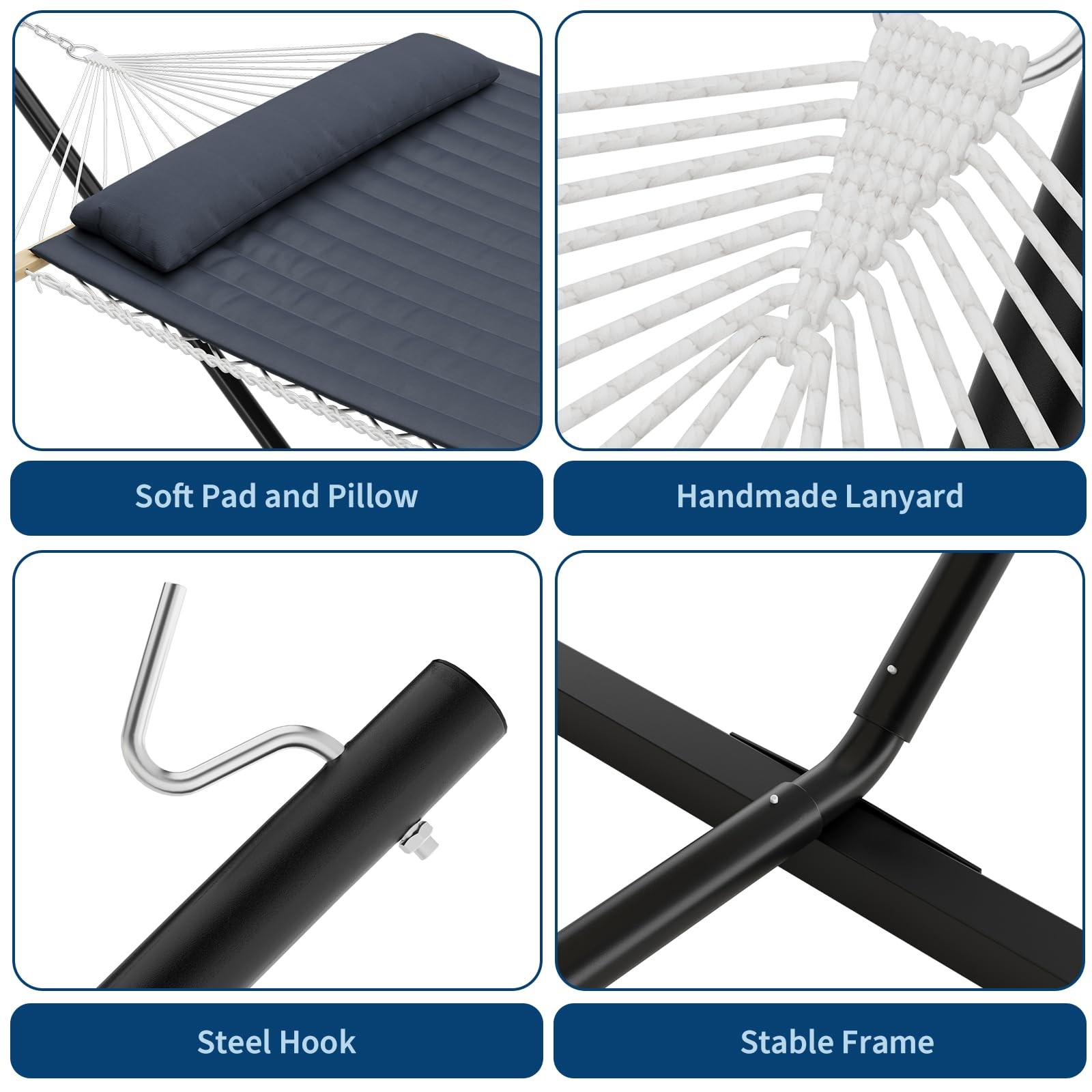 Heavy Duty Double Hammock with Stand – 450 Lbs Capacity Portable & Freestanding