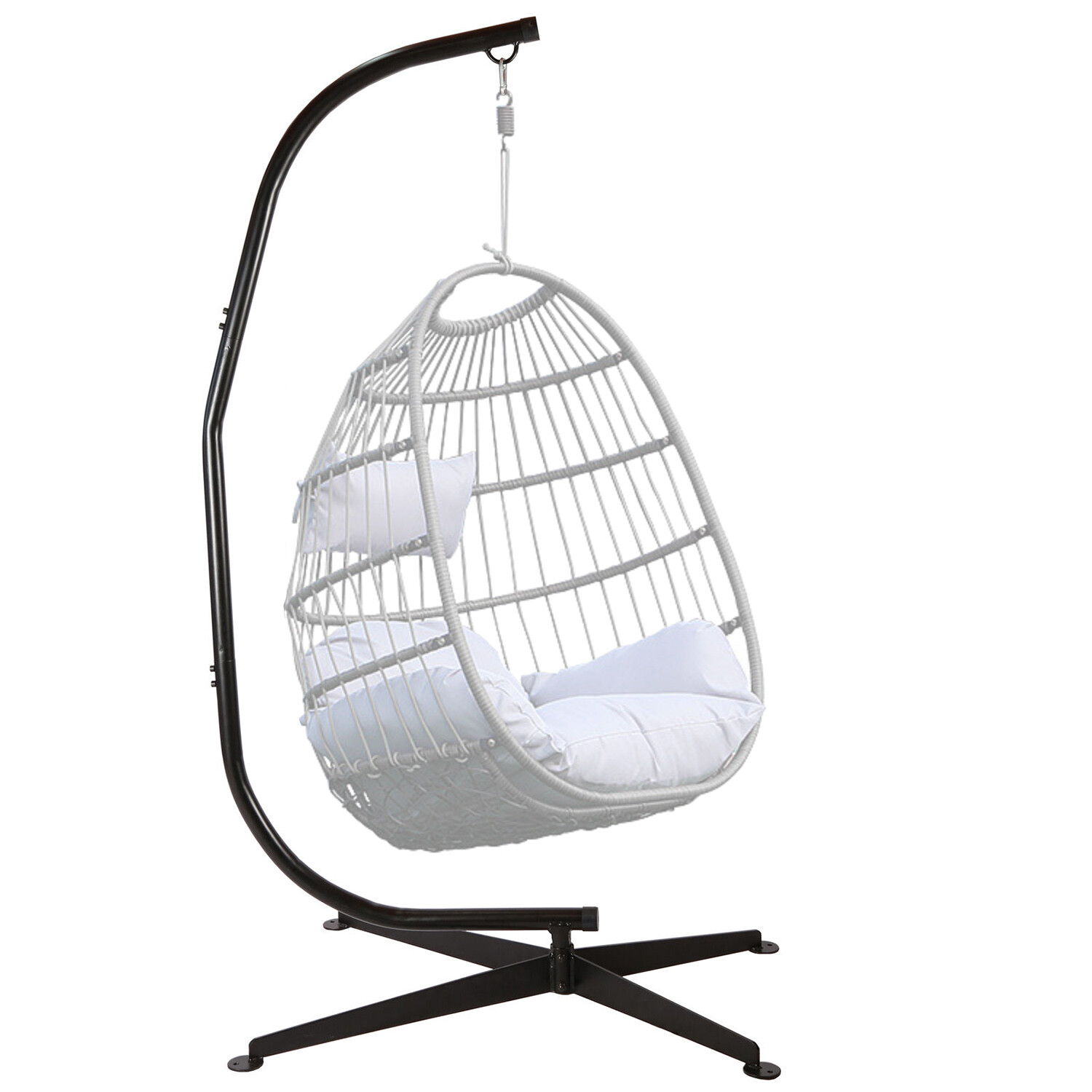 Steel Hanging Hammock C-Stand for Chair Porch Swing Weather Resistant 360 Degree