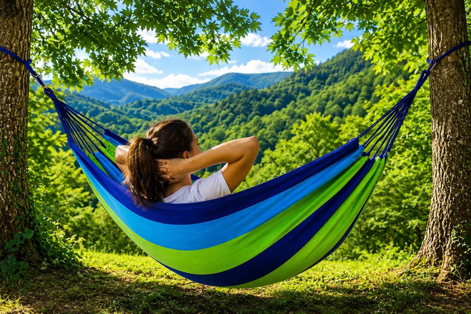 Portable Cotton Hammock Outdoor Camping Travel Lightweight Double Hanging w/ Bag