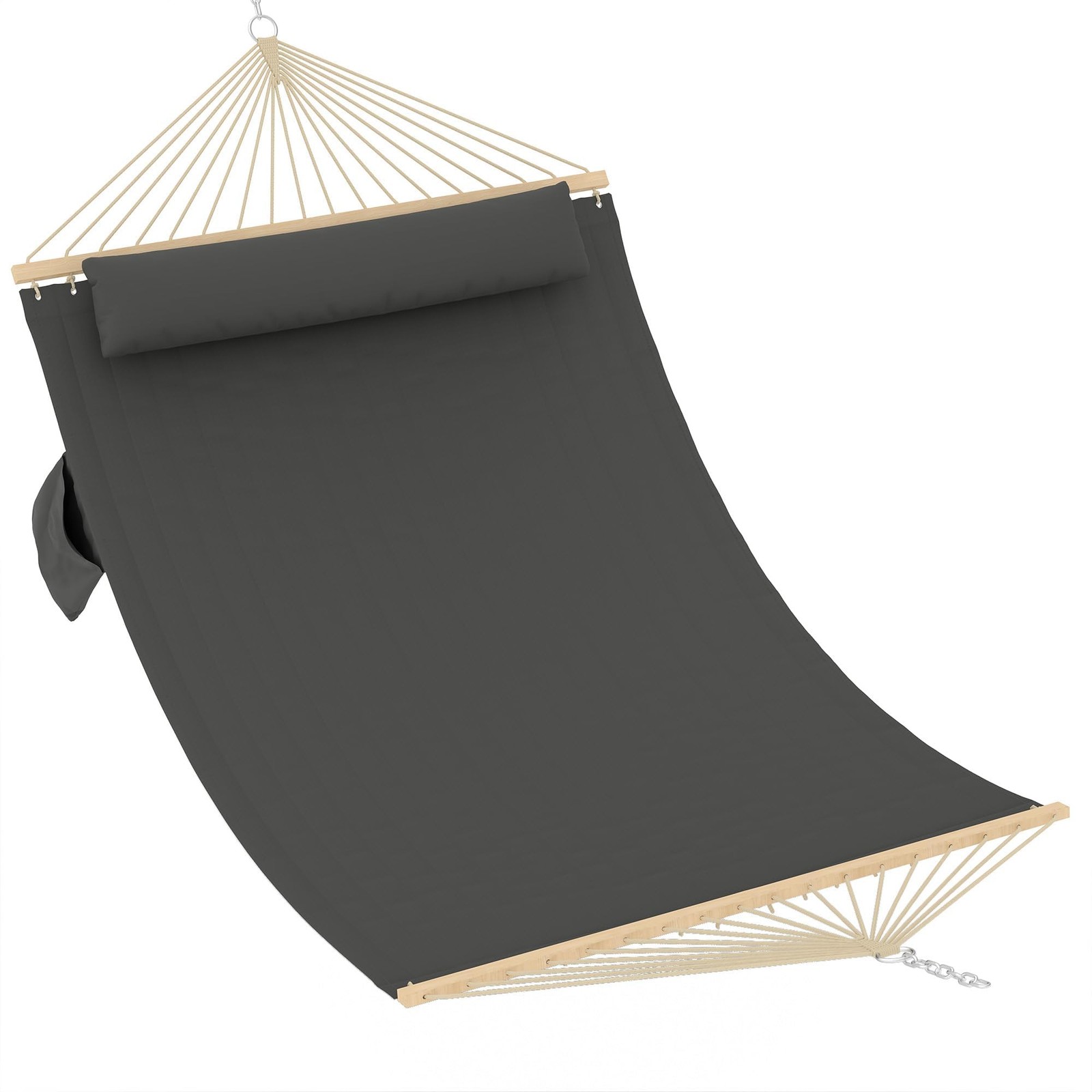 Quilted Fabric Hammock, 2 Person Outdoor Hammock with Wood Spreader Double 12FT
