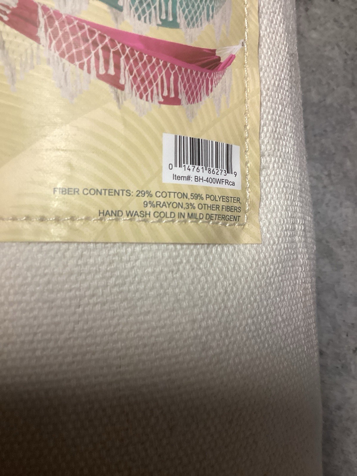 BLISS Hammocks Polyester Hand-Braided Hammock in a Bag Crochet Fringed Cream NIB