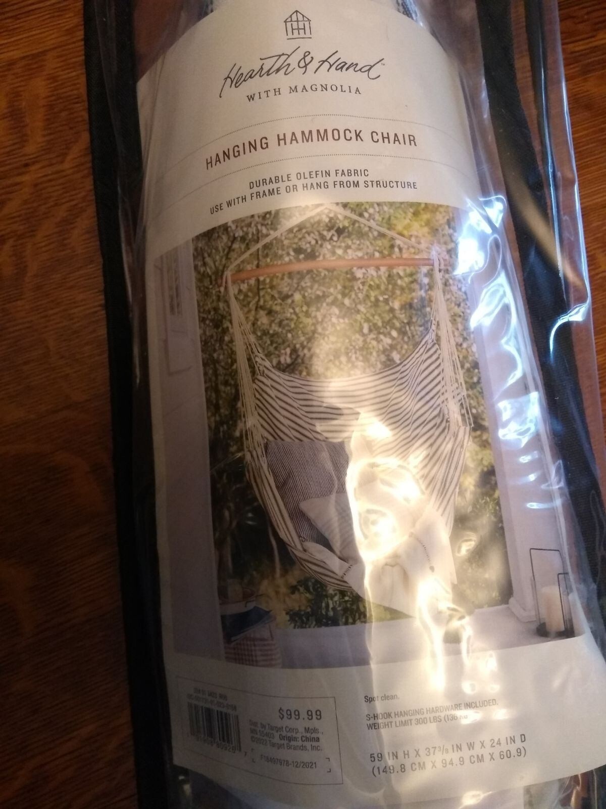 Hearth & Hand with Magnolia Striped Hammock Chair Dark Gray/Cream