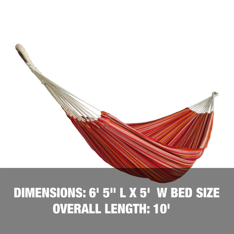 OVERSIZED STRIPED CANVAS HAMMOCK in a Bag * 265 Lb Limit * EXTRA WIDE * 60″