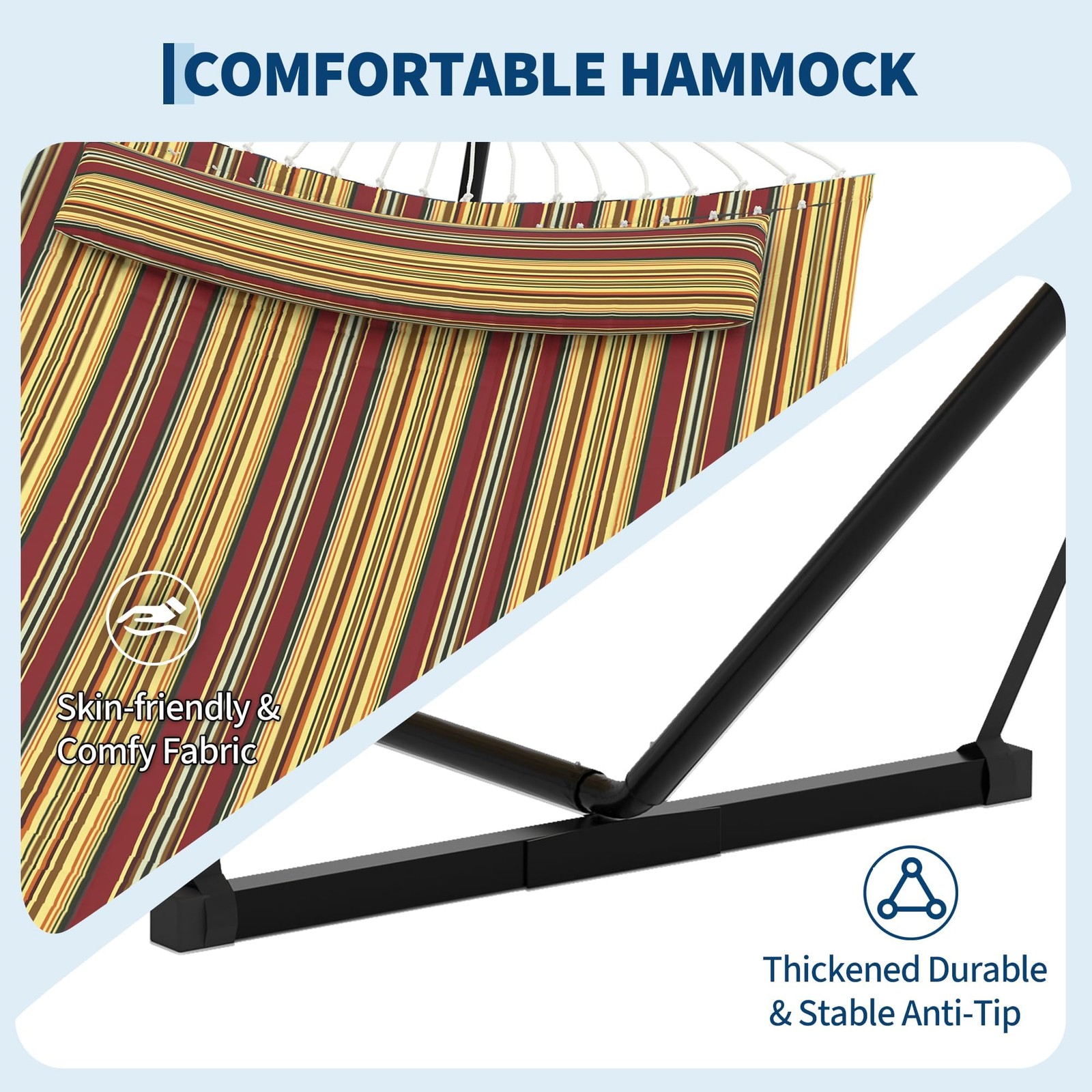 Heavy Duty Outdoor Hammock w/Balance Rope & Stand 450 LBS Large Hammock for Yard