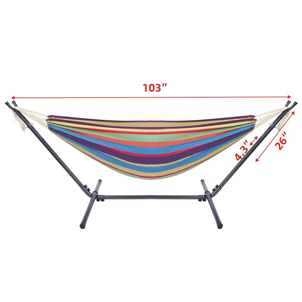 9 FT Double Hammock With Stand Set Steel Outdoor Black Stand With Carrying Case