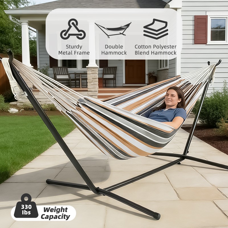 Portable Camping Hammock with Stand Outdoor Patio Swing for 2 Person Carrying