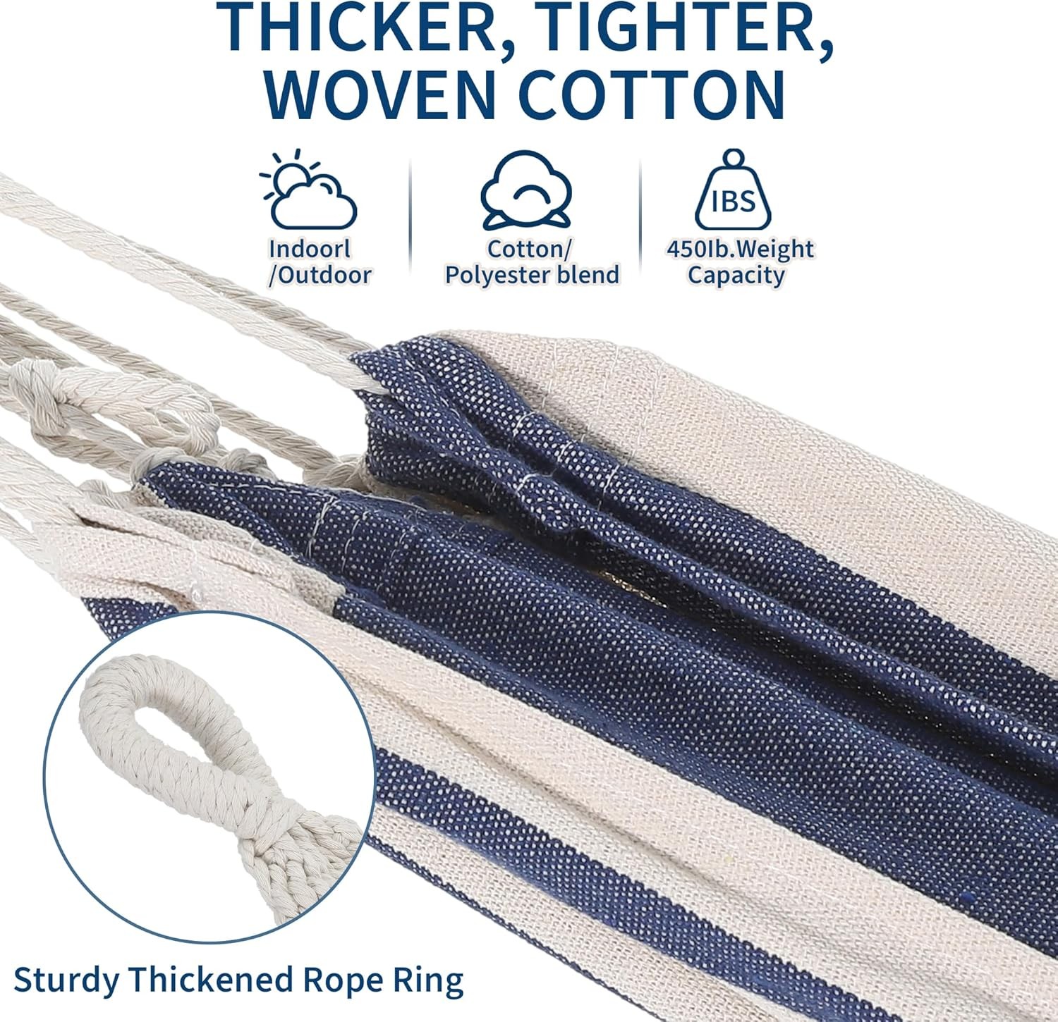 Hammock with Stand 450LBS Capacity Portable Cotton Hammock with Travel Bag
