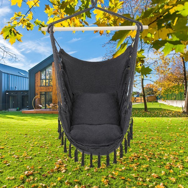 Hammock Hanging Rope Chair Swing Seat Patio Picnic Camping Dark Gray For Outdoor
