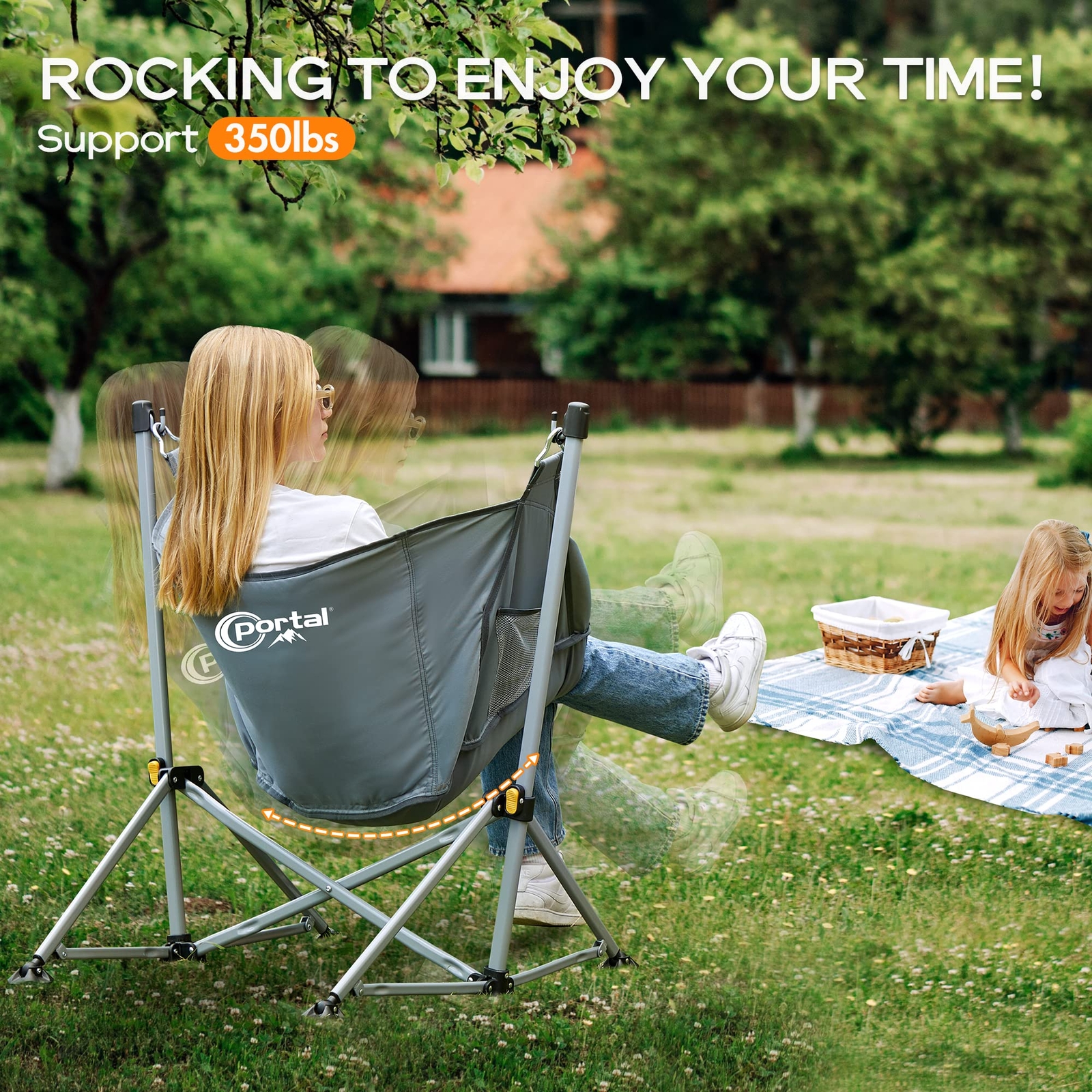 Large Hammock Camping Chair Folding Rocking Chairs Portable Swinging Chair Wide