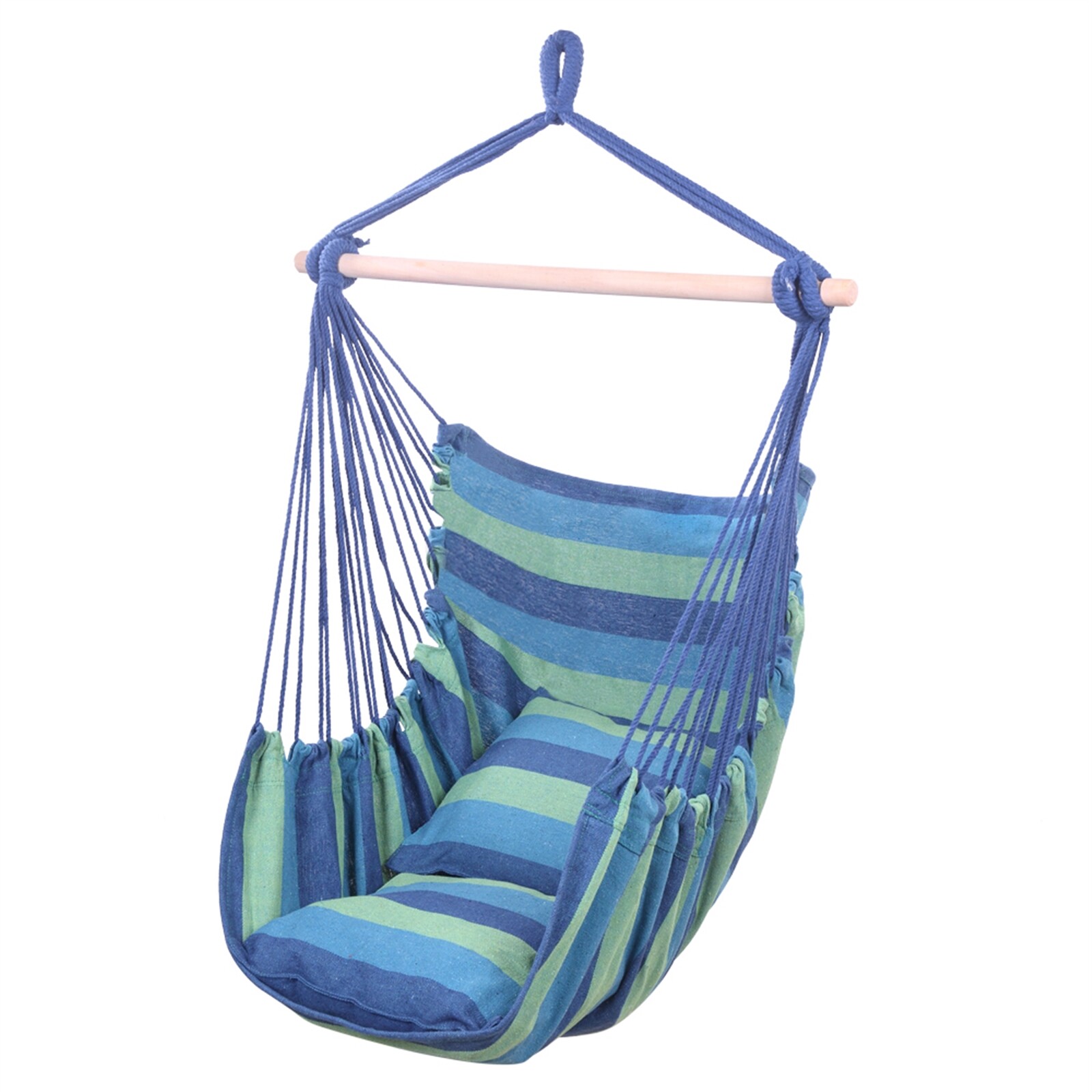 Hammock Chair Hanging Rope Swing Max 500 Lbs, 2 Cushions Included Indoor Outdoor