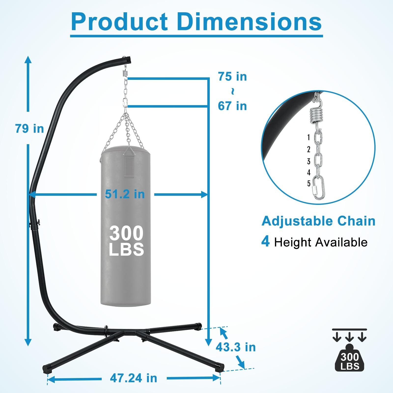 Aoodor Hammock C Stand(Only) Solid Steel Construction For Hanging Swing Chair
