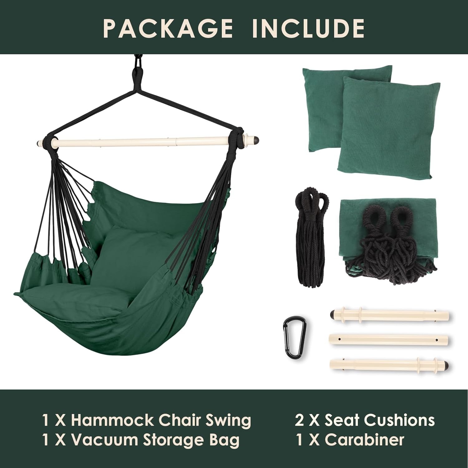Versatile Hanging Hammock Chair – Durable for Indoor/Outdoor – 500 lbs Capacity