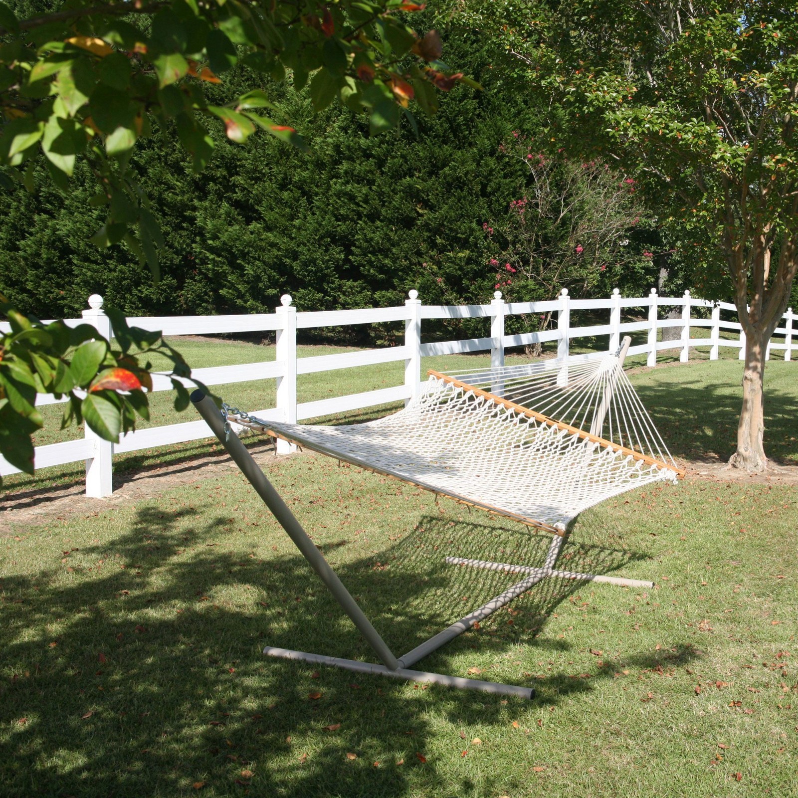 Pawleys Island Deluxe Original Cotton Rope Hammock 13ft x 60in with Oak Spreader