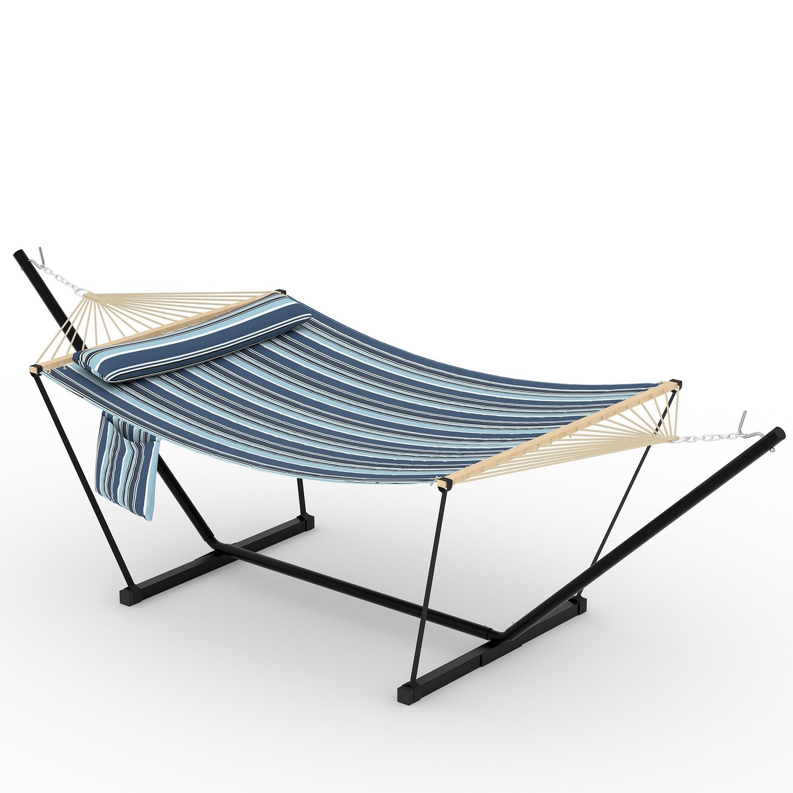 Double Hammock with Stand 2 Person Heavy Duty Portable Outdoors Adjustable Steel