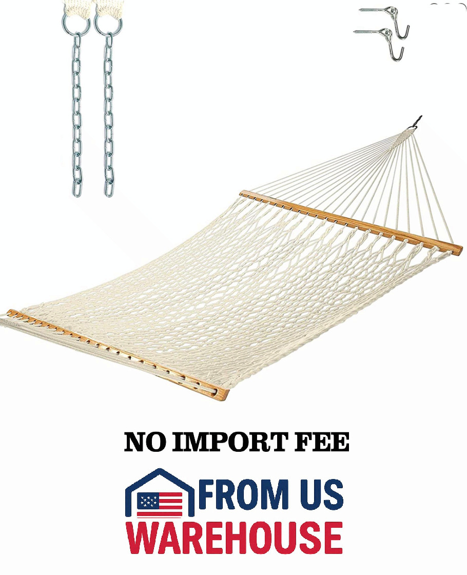 Castaway Living 13ft Double Cotton Rope Hammock w/ Chains Hooks 450lb