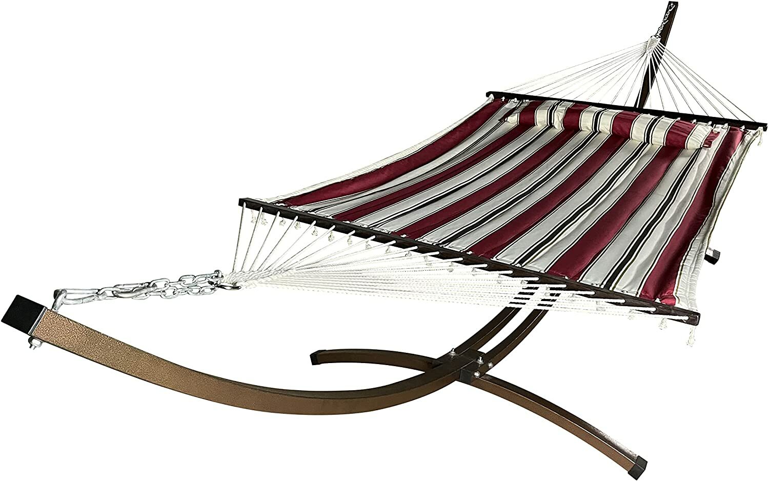 Petra Leisure 15Ft Bronze Steel Arc Hammock Stand w/Elegant Red/White Stripe Bed
