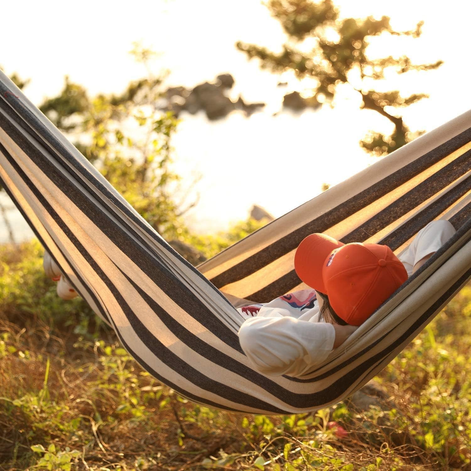 Double Hammock with Tree Straps – 2 Persons Hammock Portable Hanging Camping Bed