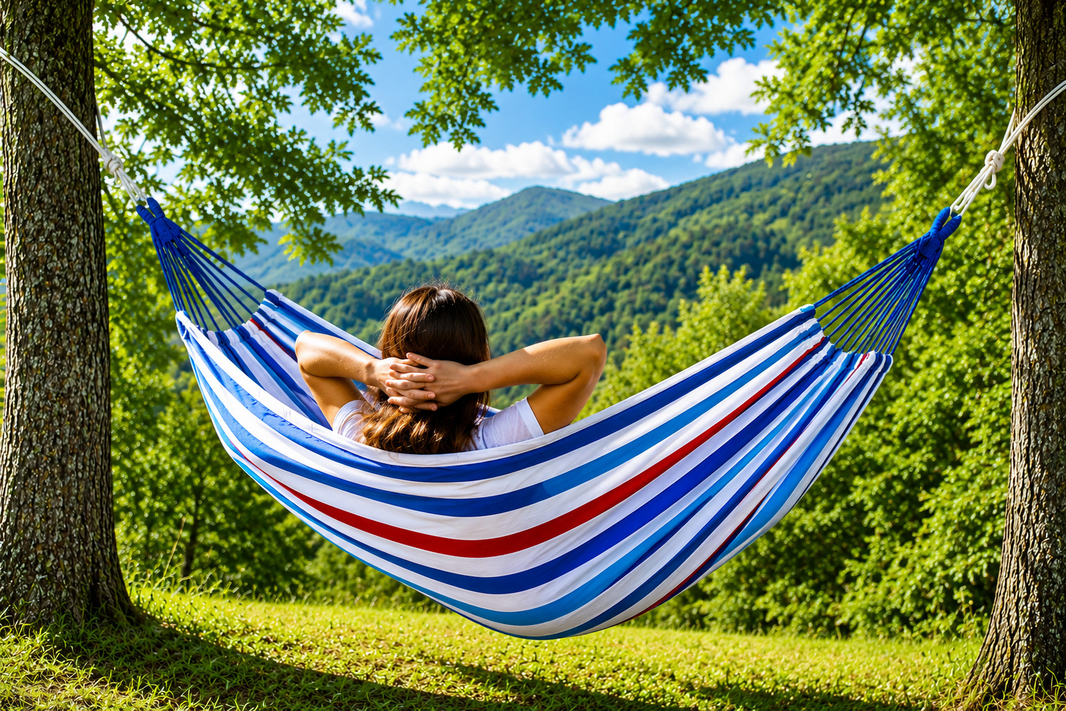 Portable Cotton Hammock Outdoor Camping Travel Lightweight Double Hanging w/ Bag