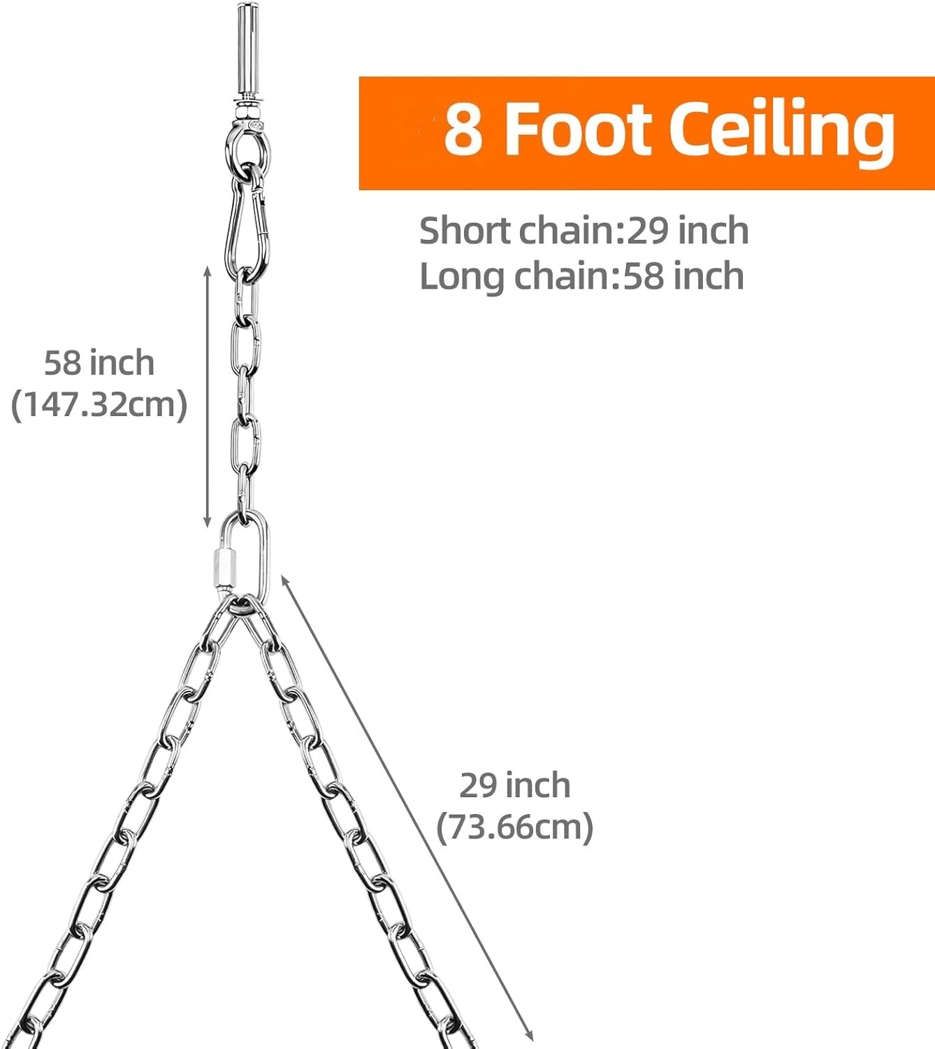 2 Pack 304 Stainless Steel Hanging Porch Swing Chain Kit 700 Lbs Heavy Duty