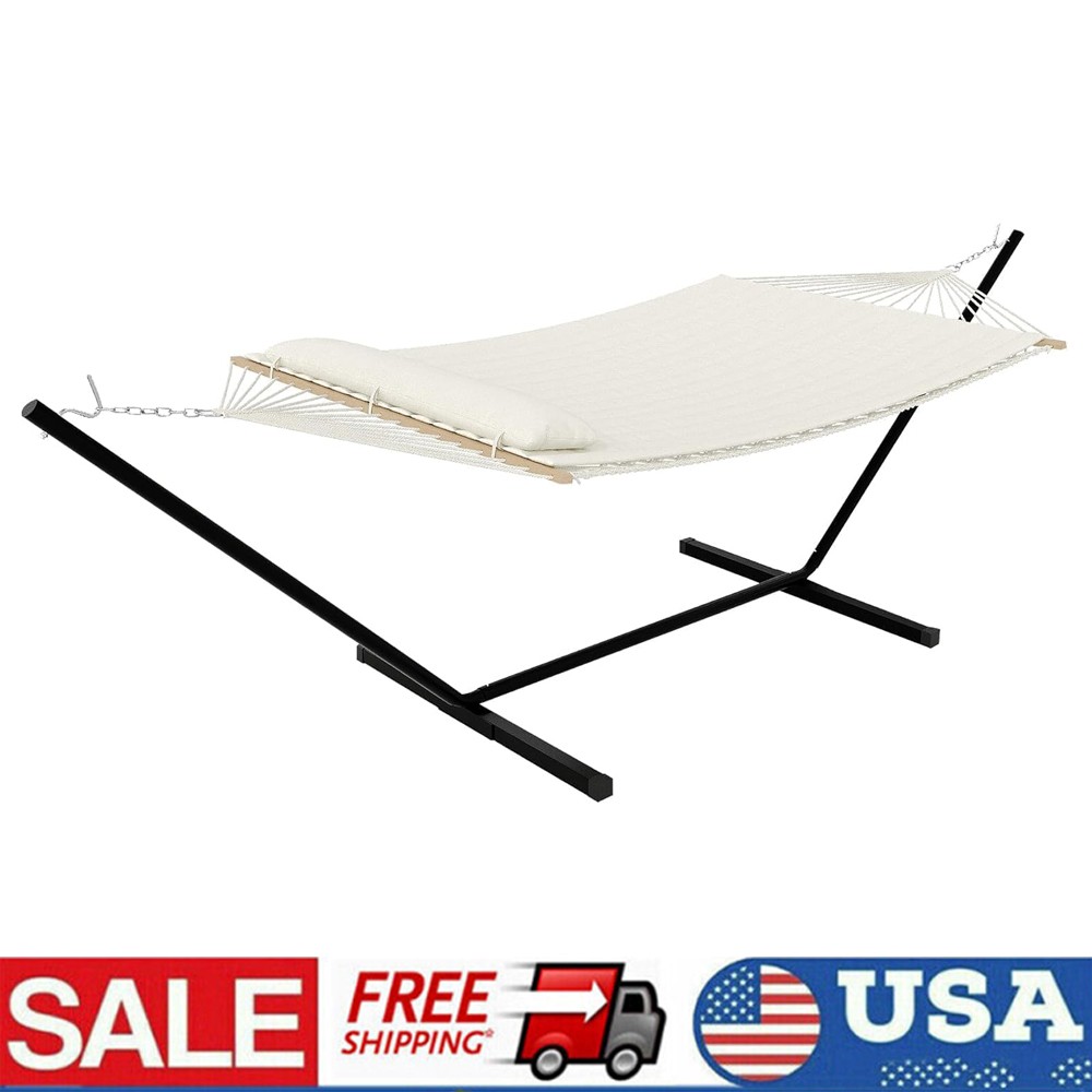 2 Person Hammock with Stand, 450LBS Capacity, Portable Hammock Set Outdoor