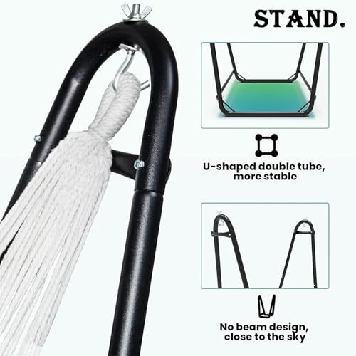 Hammock Chair with Stand,Heavy-Duty Hanging Chair with Stand, for Indoor White