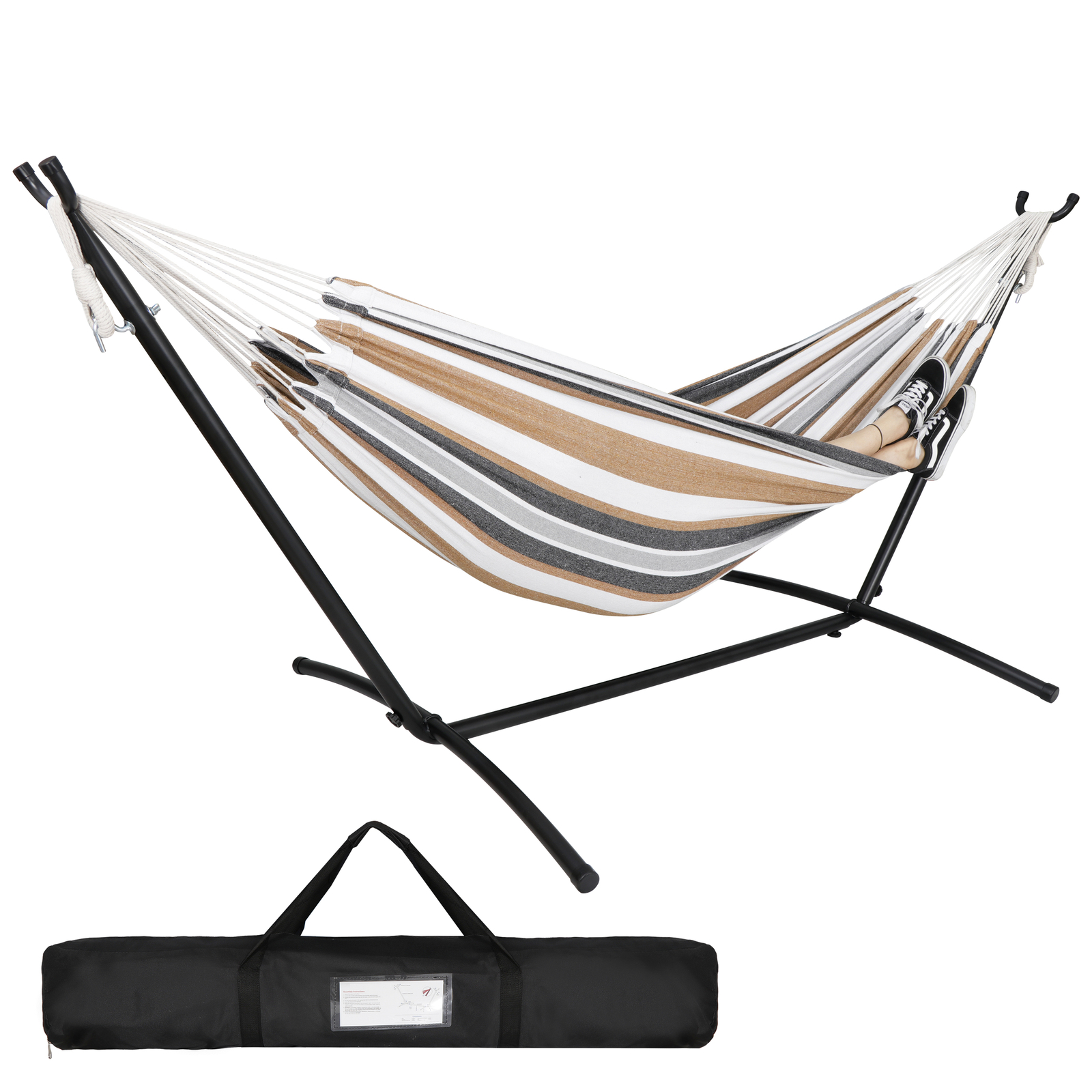 Patio Use Portable Hammock with Stand for 2 person with Carrying case Outdoor