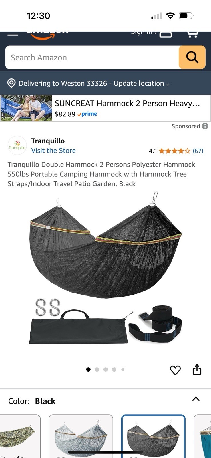 Tranquillo Double Hammock 2 Persons Polyester Hammock 550lbs Portable Camping