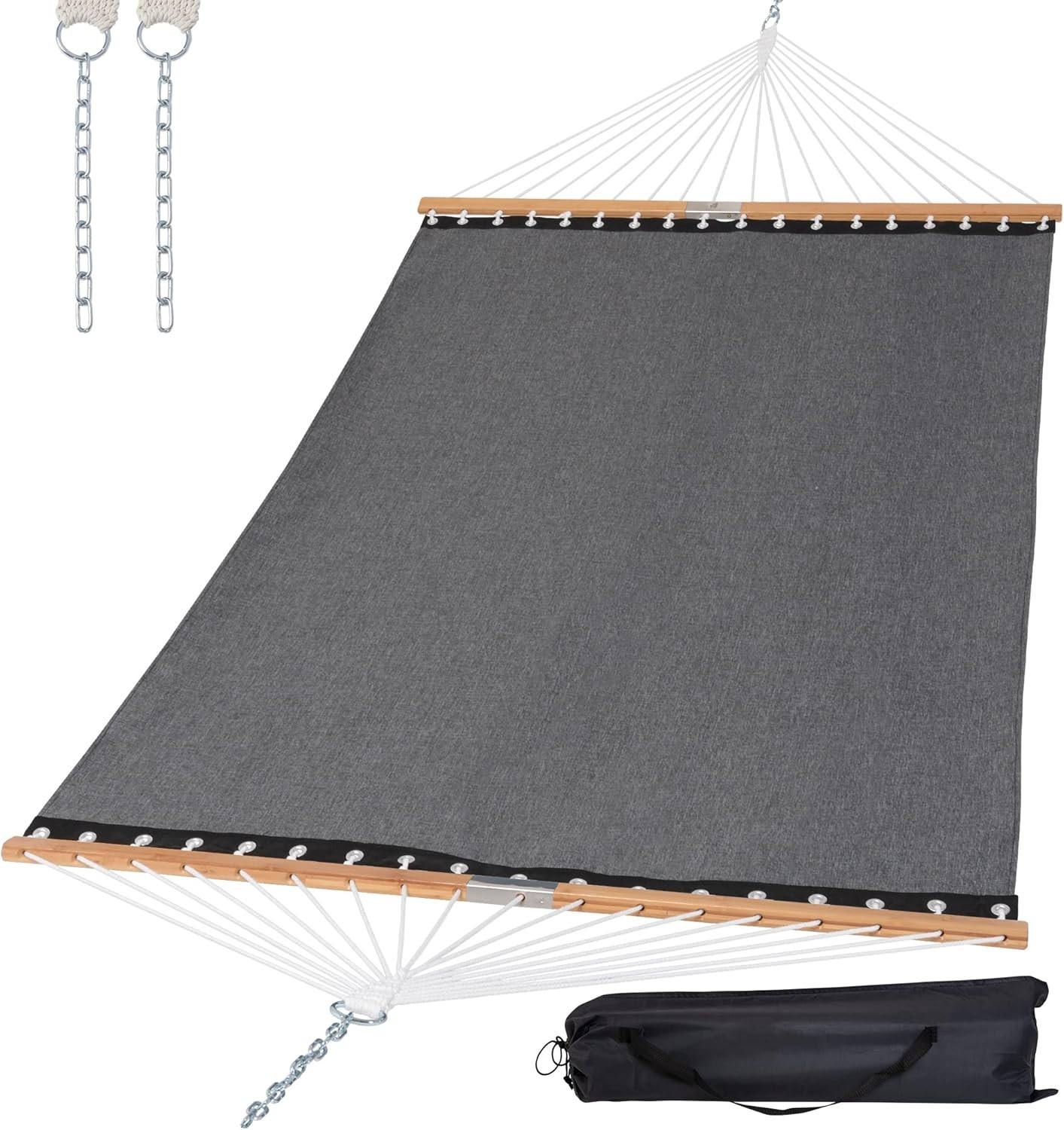 Portable Double Hammock 450lbs Capacity Quick Dry Outdoor Bed Gray with Carry…