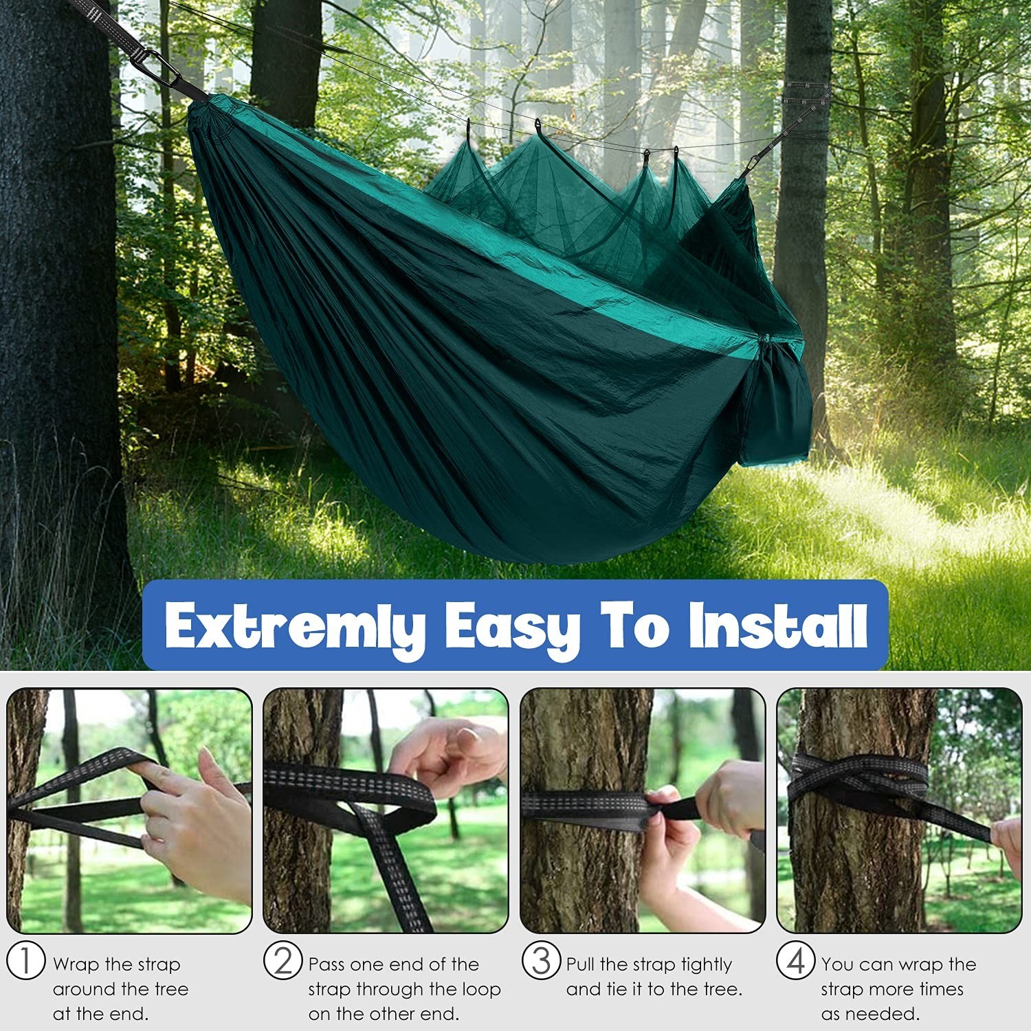 Double Person Camping Hammock with Mosquito Net Hanging Hammock