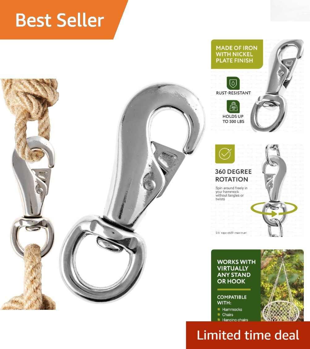 Versatile Hammock Chair Swivel Hook – 500 lb Weight Capacity, Rust-Resistant