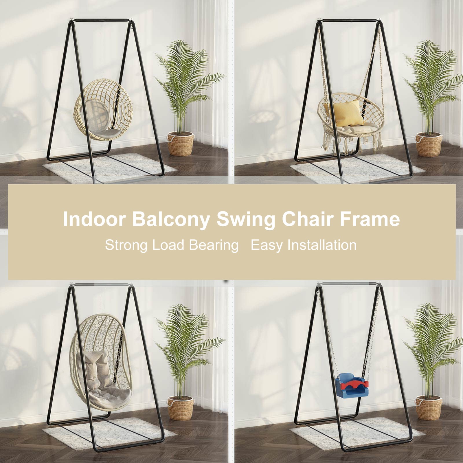 Hammock Chair Stand, Hanging Chair Stand Only, 330 LBS, Black