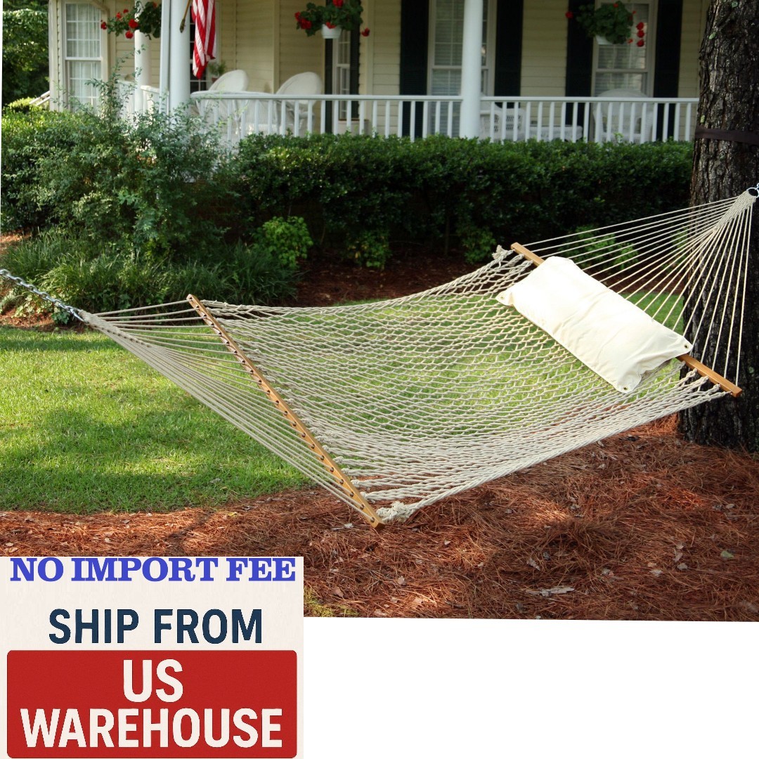Pawleys Island Deluxe Original Cotton Rope Hammock 13ft x 60in with Oak Spreader