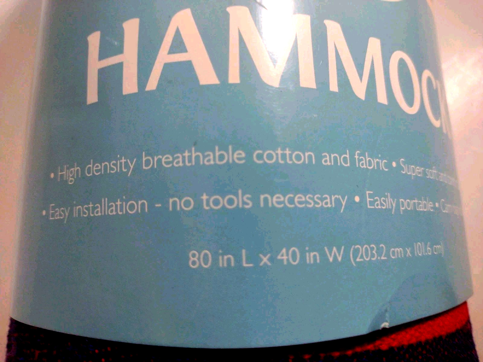 Hammock Rite Aid Home Design Cotton Fabric 80in. L x 40in. W Stripped C1