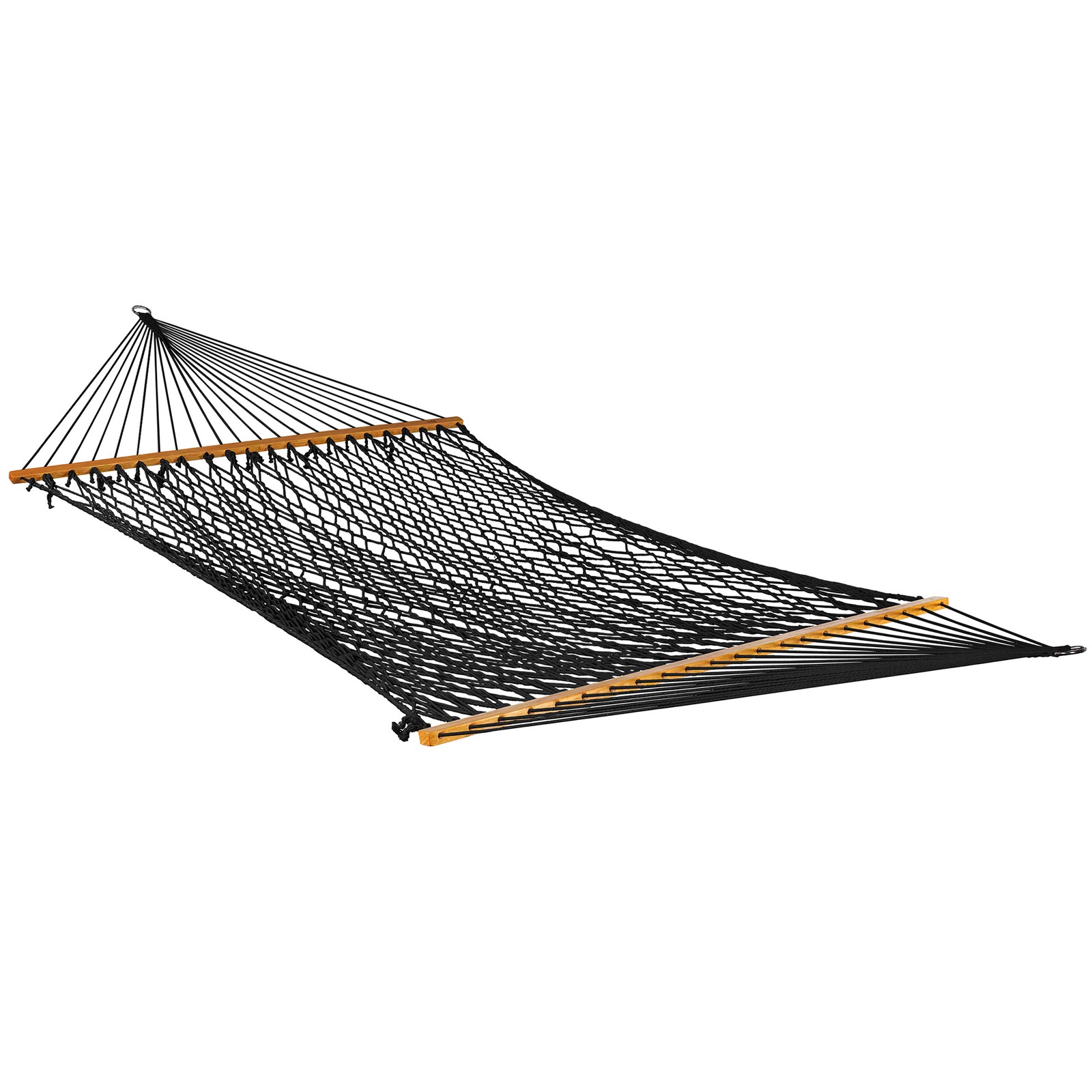 Bliss Hammocks Classic 2-Person Cotton Rope Hammock w/Spreader Bar, 80×60, Black