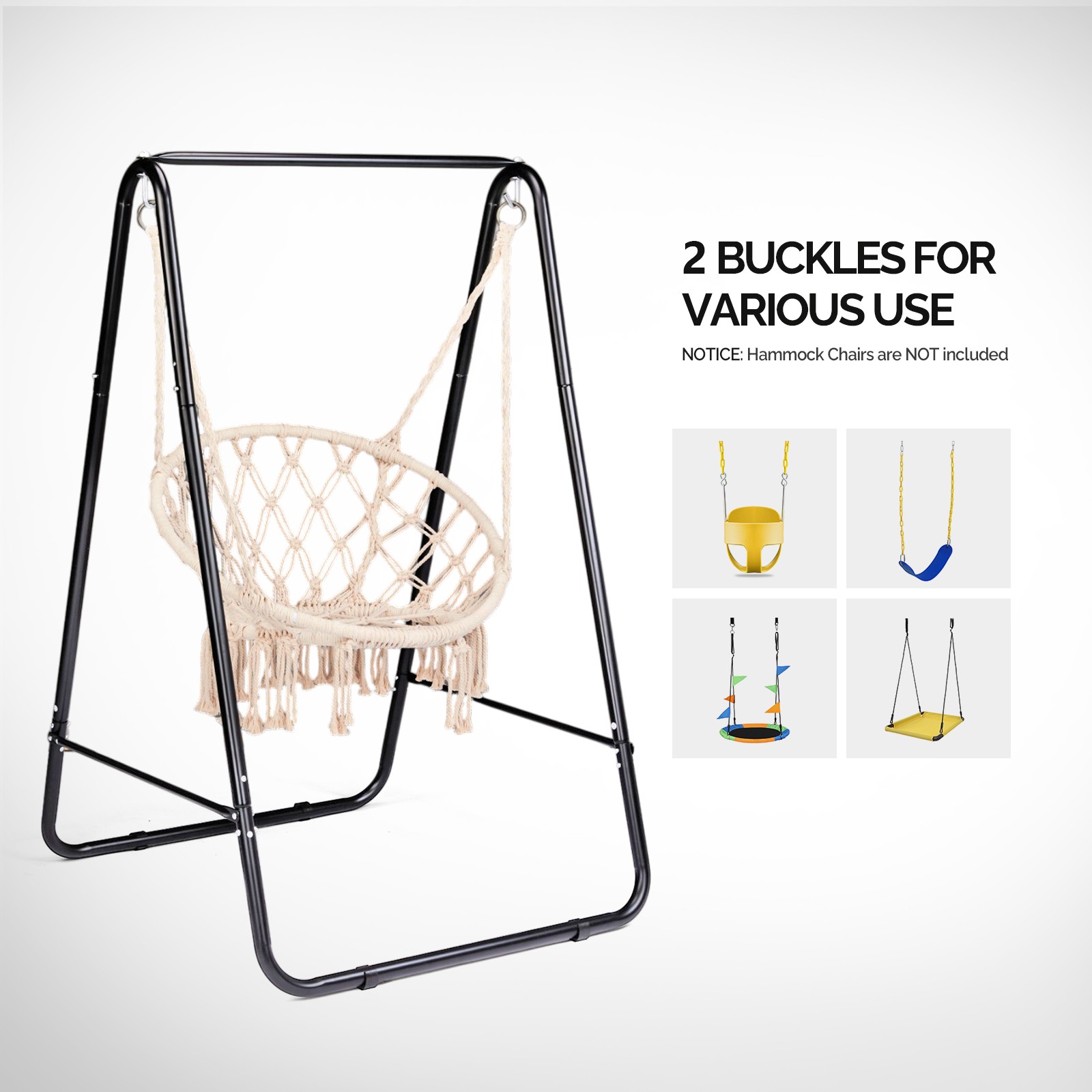 Outdoor Hammock Chair Stand Only, Swing Stand with 2 Hooks