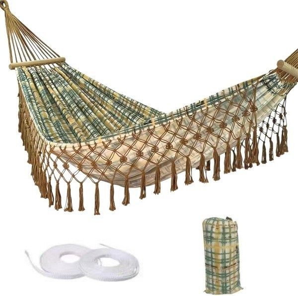 Double Hammock 500 Lbs Portable Camping Hanging Hammock for Patio Garden Travel