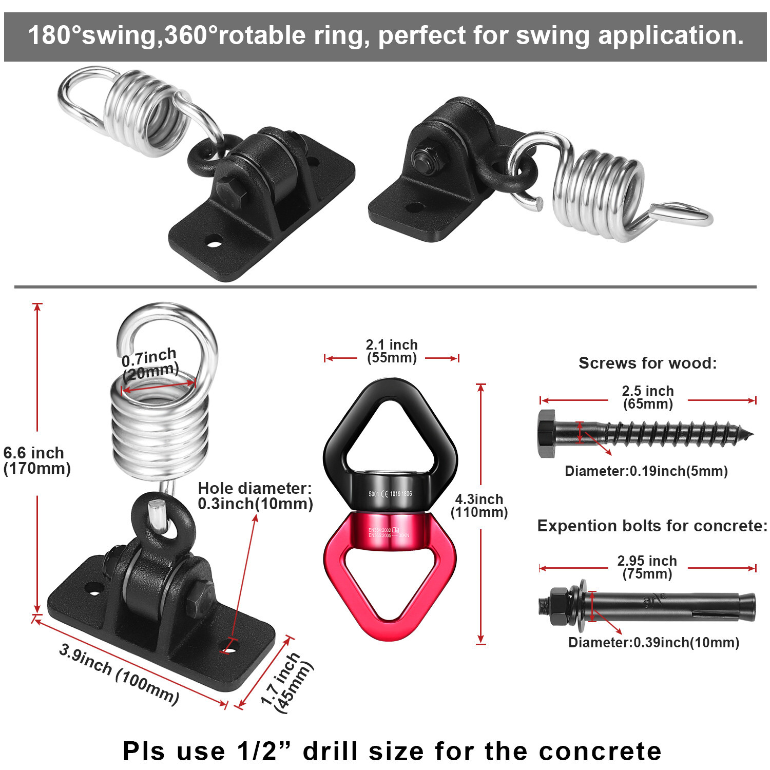 360 Smooth Swing Swivel Spinner Kglobal Swivel Hook for Wooden Sets，tire Swing