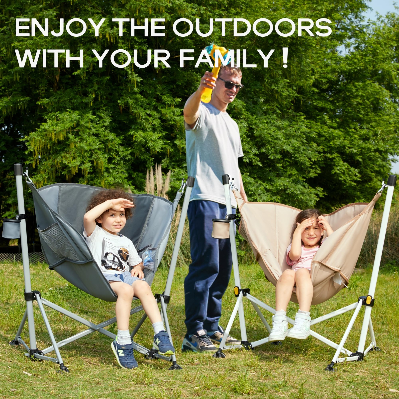 Large Hammock Camping Chair Folding Rocking Chairs Portable Swinging Chair Wide