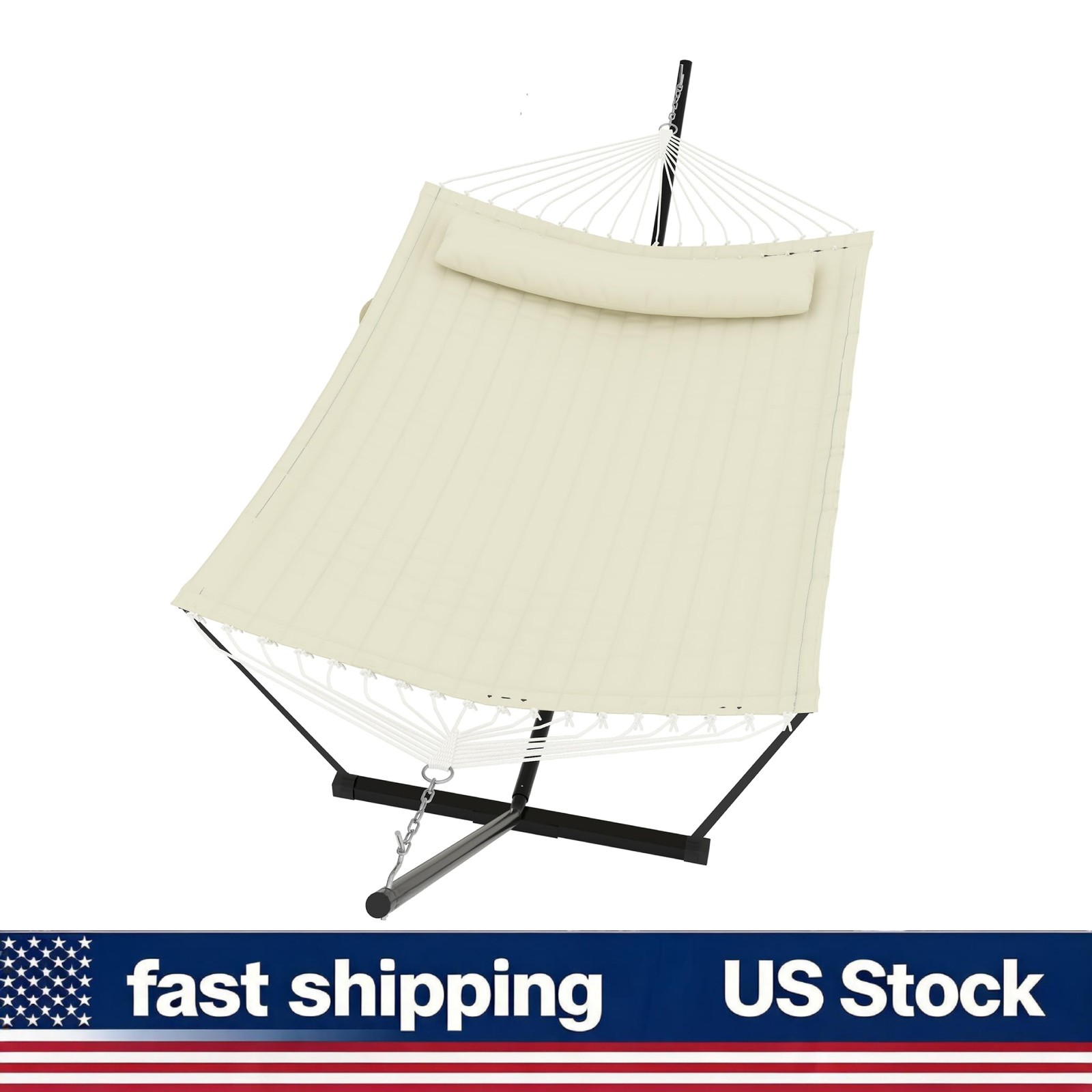 2 Person Double Hammock Heavy Duty with Stand Pillow 450 Lbs Balance Rope Large