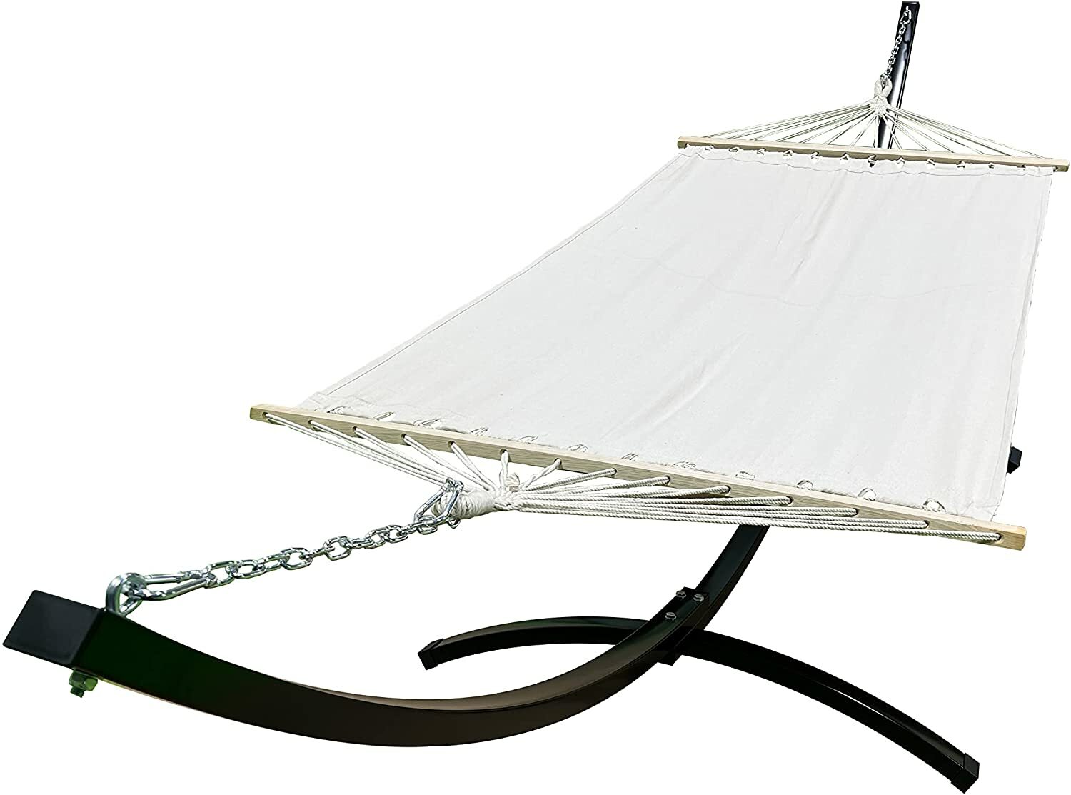 Petra Leisure 12 Ft In/Outdoor Black Steel Arc Hammock Stand + Beige Hammock Bed