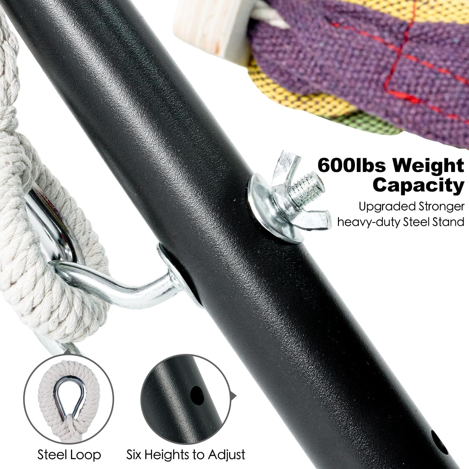 Double Hammock with Stand for Outside, Heavy Duty Steel Support, 2 Person