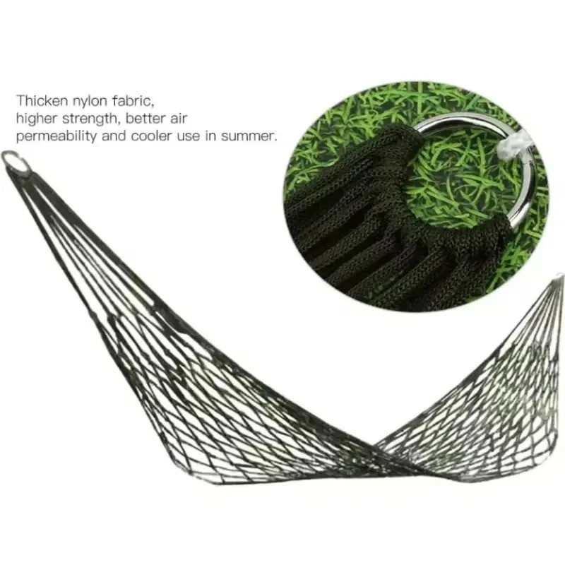 Nylon Rope Hammock Outdoor Sleeping Net Bed Portable Camping Garden Beach Yard