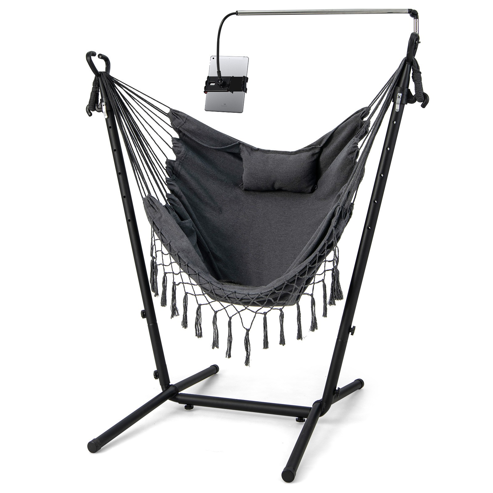 Hammock Chair with Stand Phone Holder Adjustable Swing Indoor & Outdoor Use